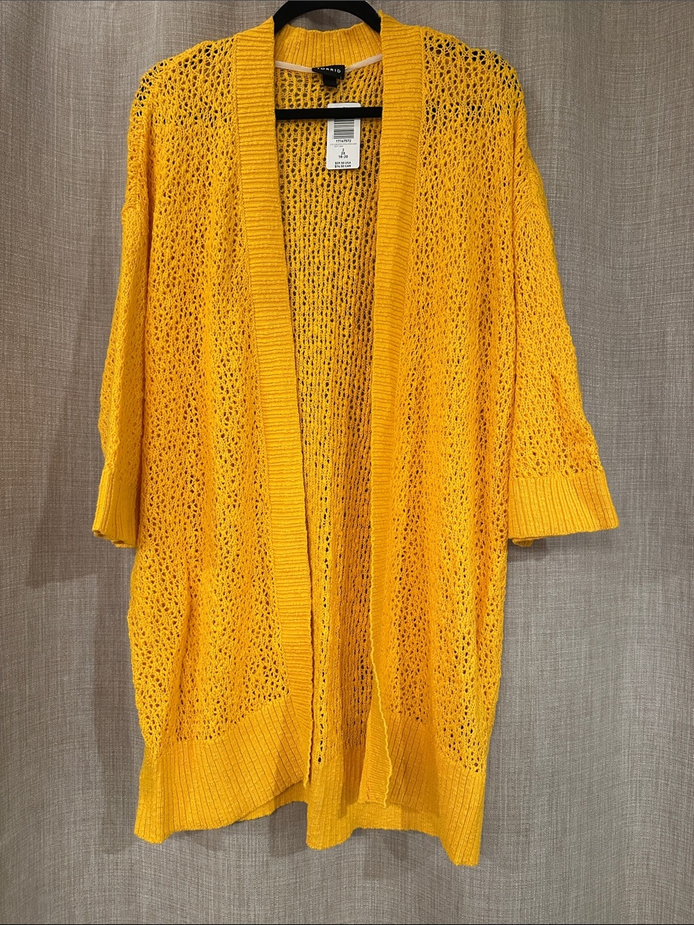 Torrid Open-Knit Yellow Women's Cardigan Sweater - size 2x